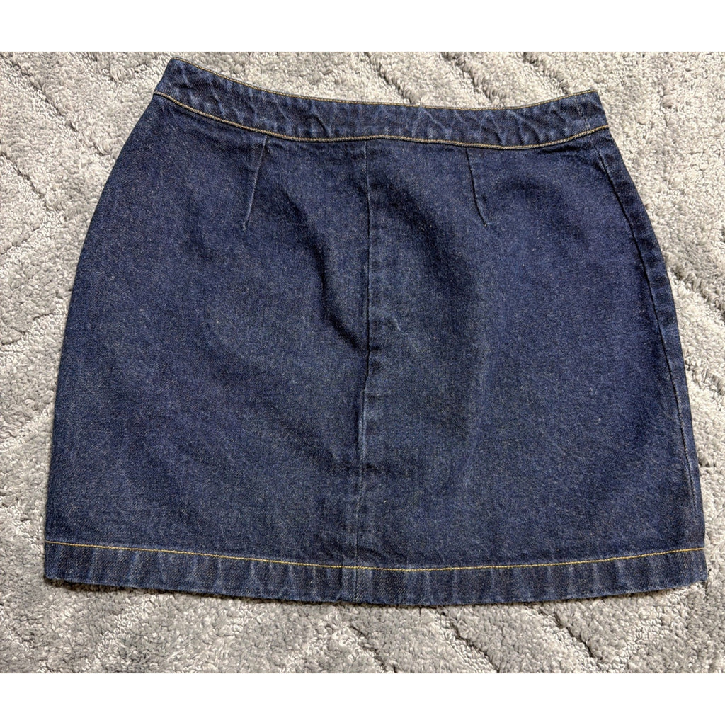 Vtg Polo RALPH LAUREN Women’s Blue Denim cotton A-line Mini Jean Skirt Sz 8 Y2K