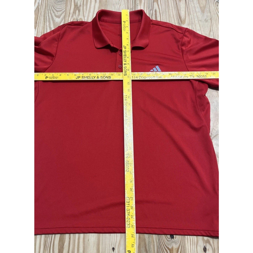 Adidas Aeroready Red Grey Lettering Short Sleeve Polo Size XL Golf