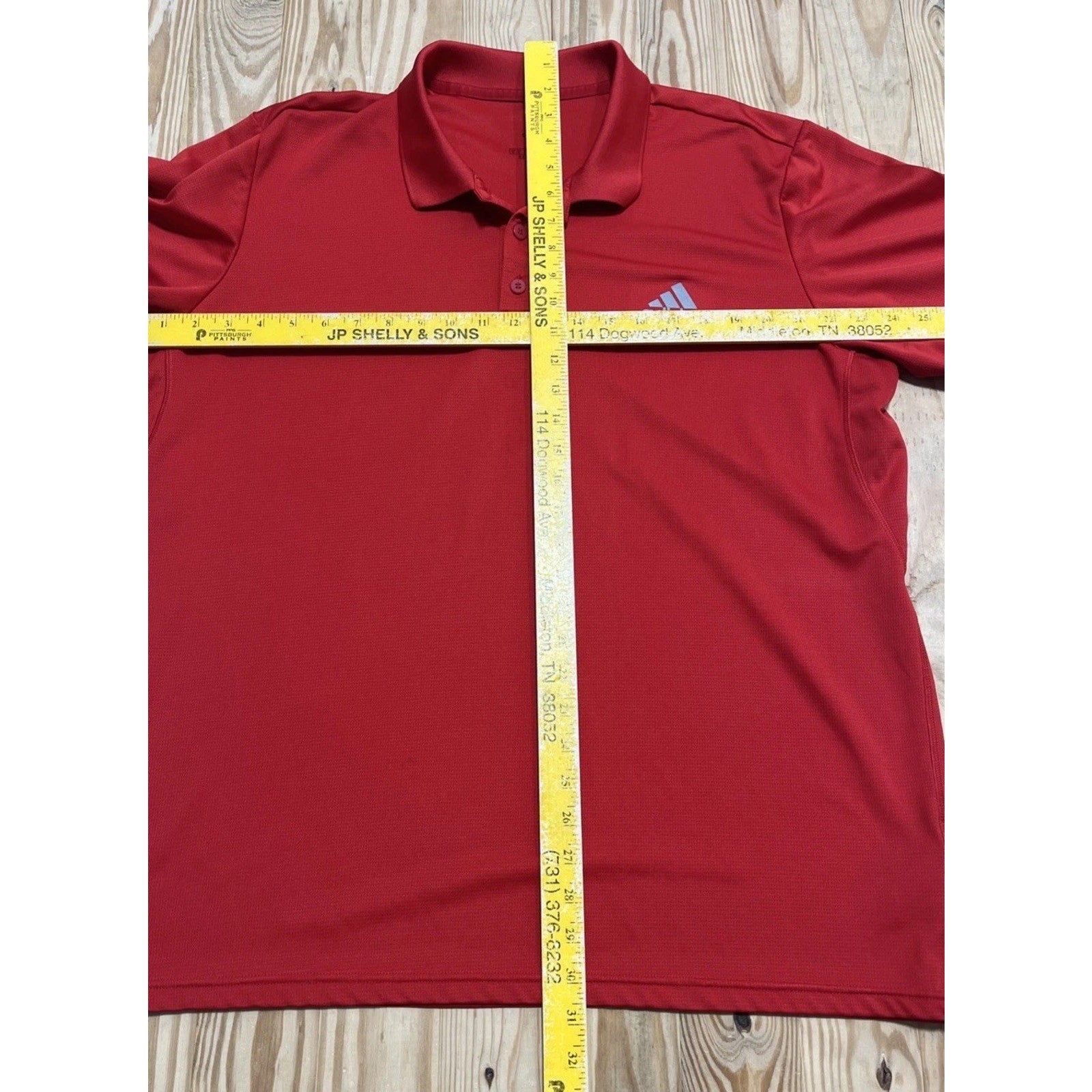 Adidas Aeroready Red Grey Lettering Short Sleeve Polo Size XL Golf