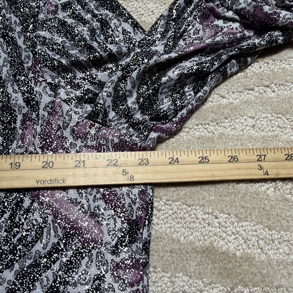 NWT Emily Daniels Beautiful Purple Black Silver Metallic Blouse- Size XL