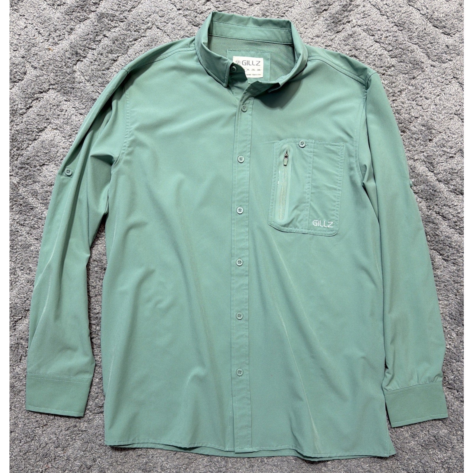 GILLZ Deep Sea Men’s Fishing Shirt UPF 30+ Stretch Vented Men Sz L Green