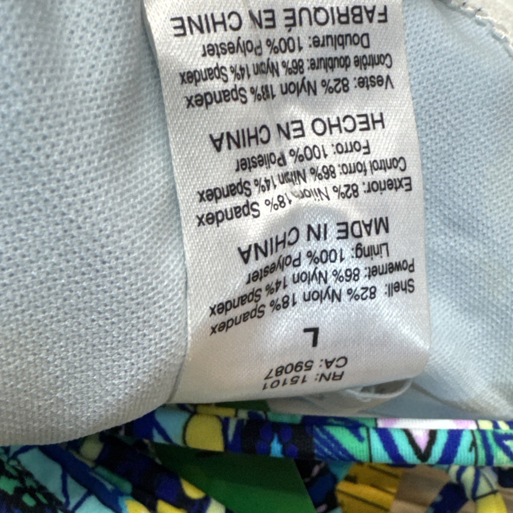 Jessica Simpson Bikini Top Blue Green Geometric Print Women’s Size Large