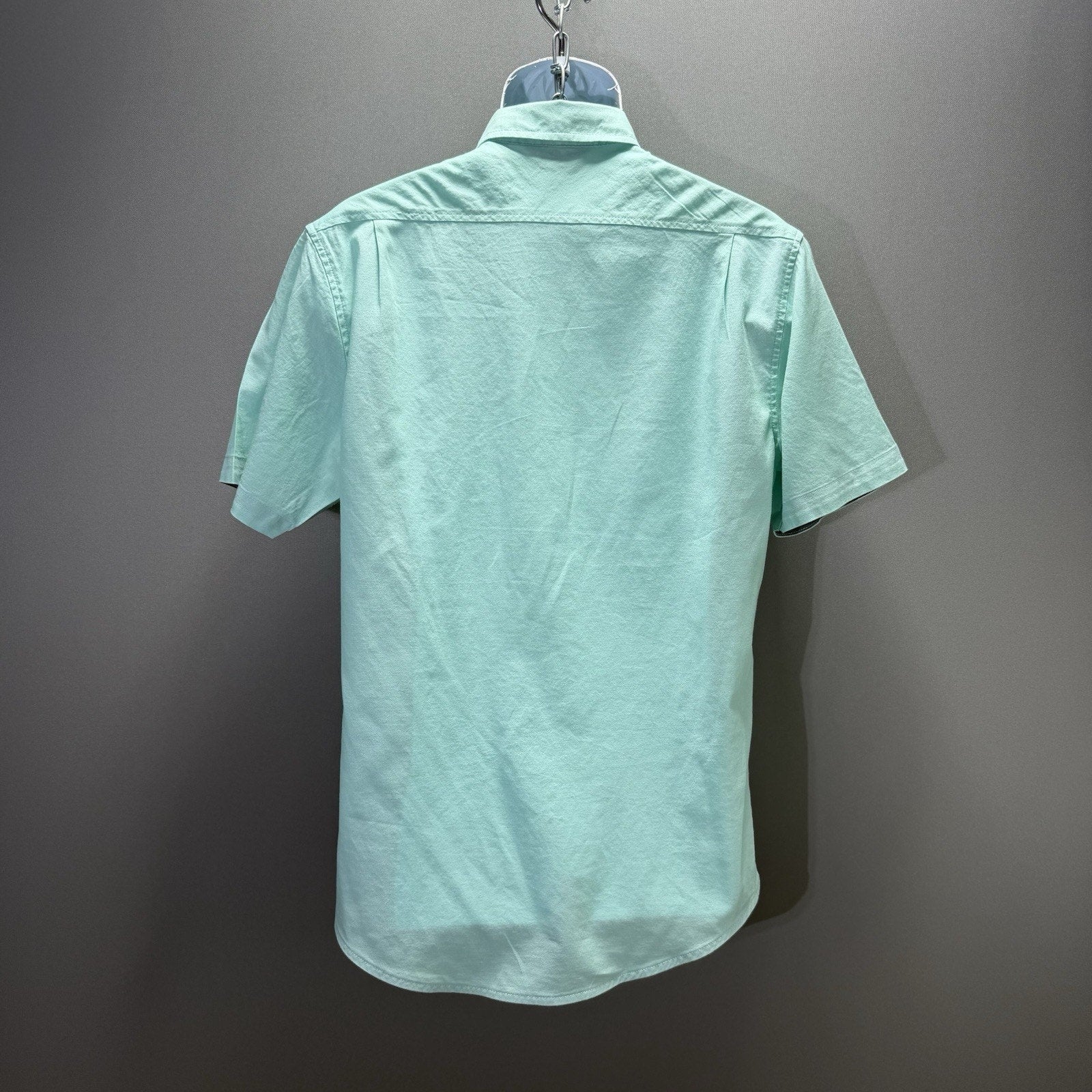 Outpost Makers Mens L Mint Green Short Sleeve Button Down Shirt Buckle Casual