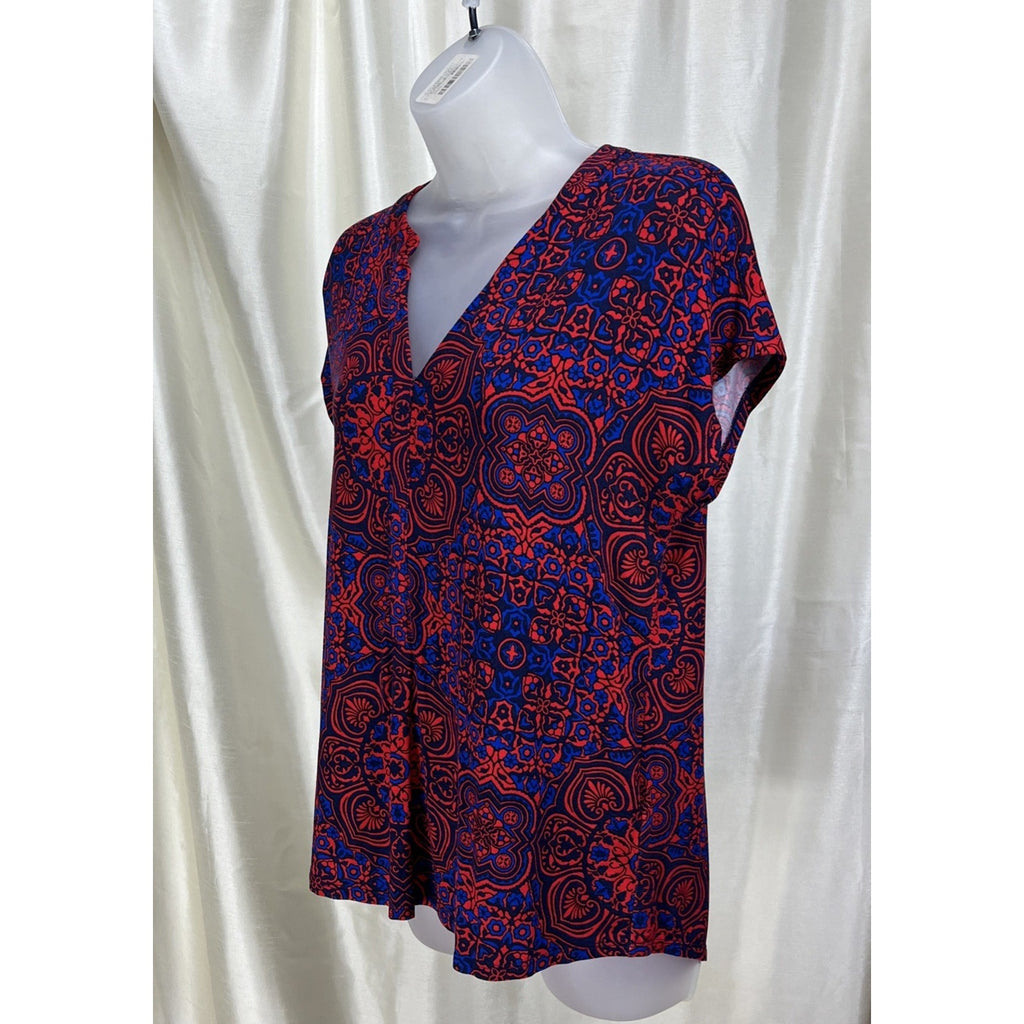 Dana Buchman Women’s Small Blouse Sleeveless V-Neck Pullover Multicolor