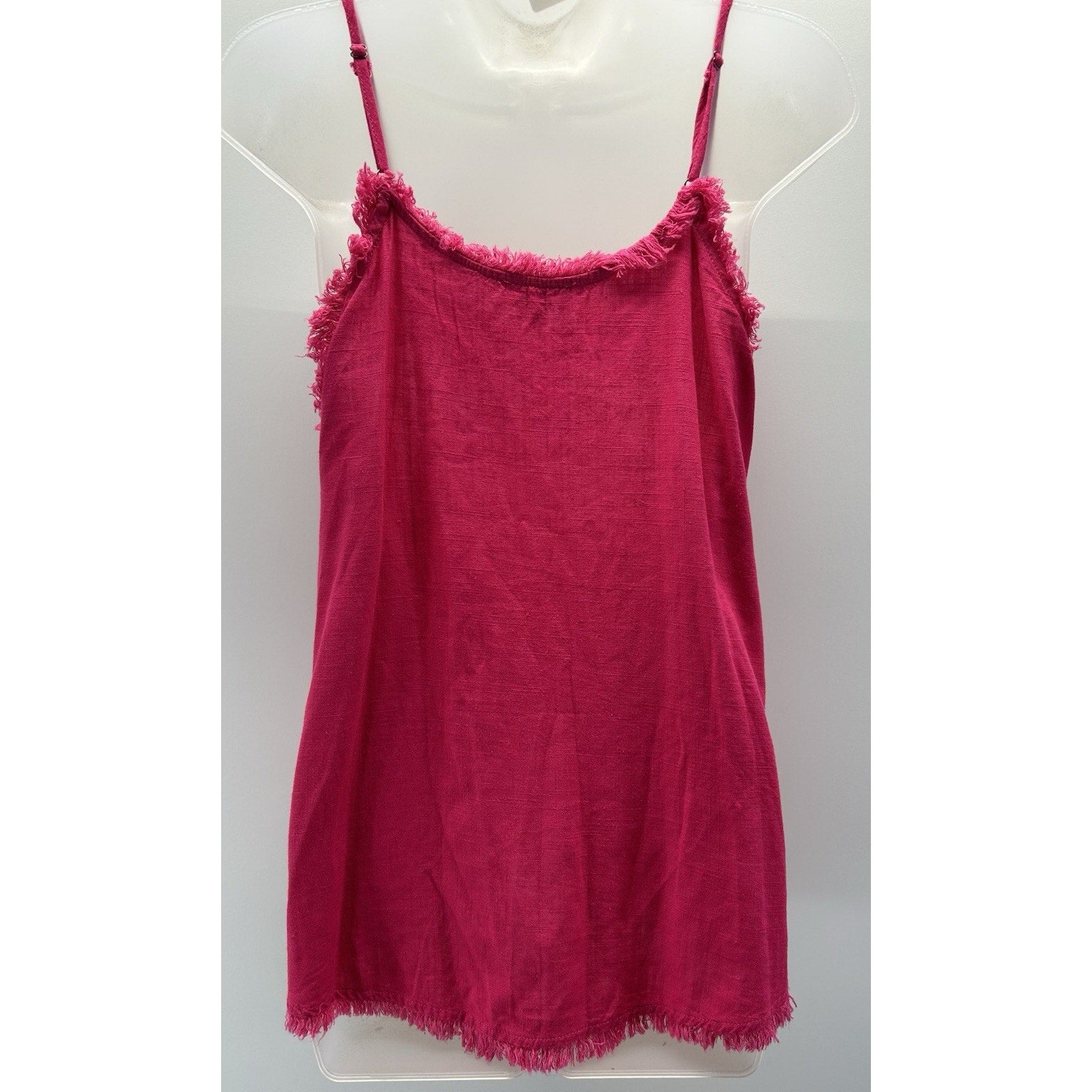 Umgee Top Womens Small Hot Pink Linen Blend Sleeveless Summer Boho.