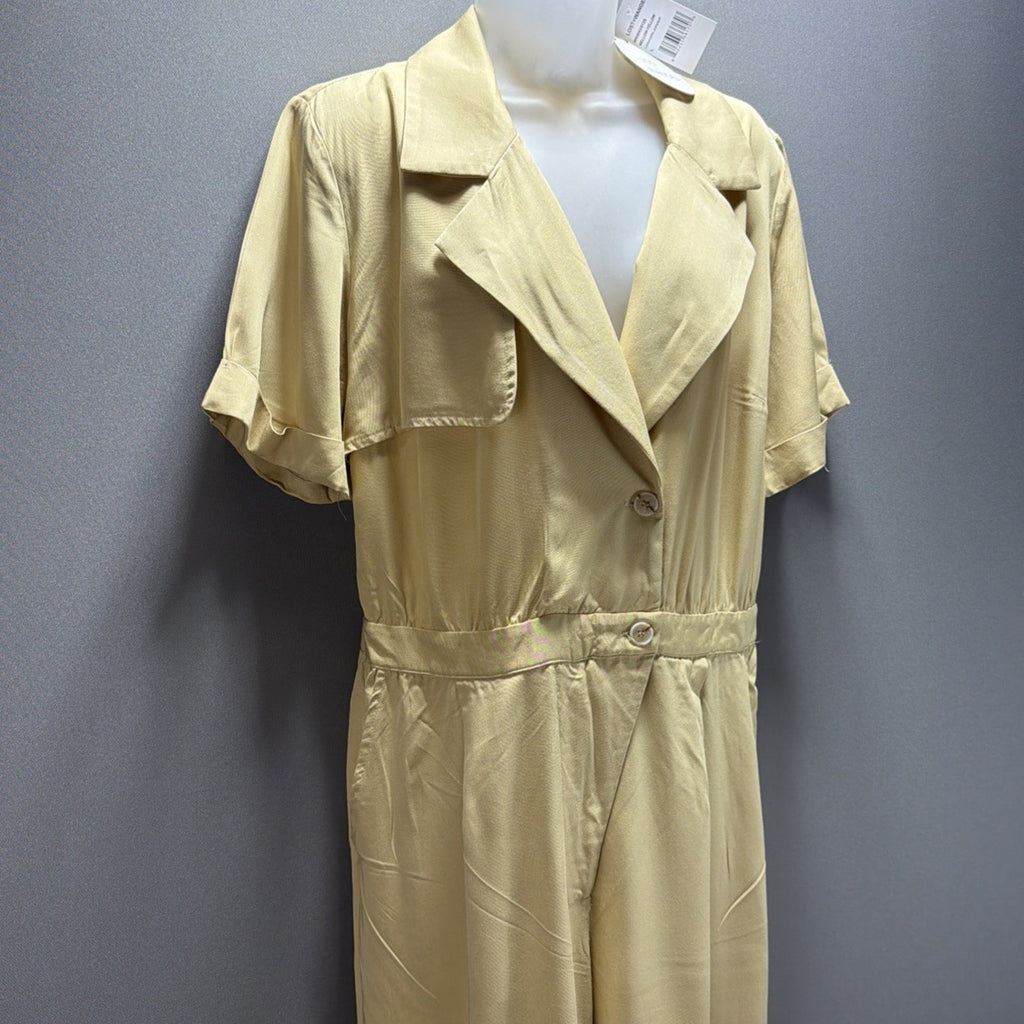 Lost & Wander Limoncello Straight Leg Jumpsuit Sz L Short Sleeve NWT