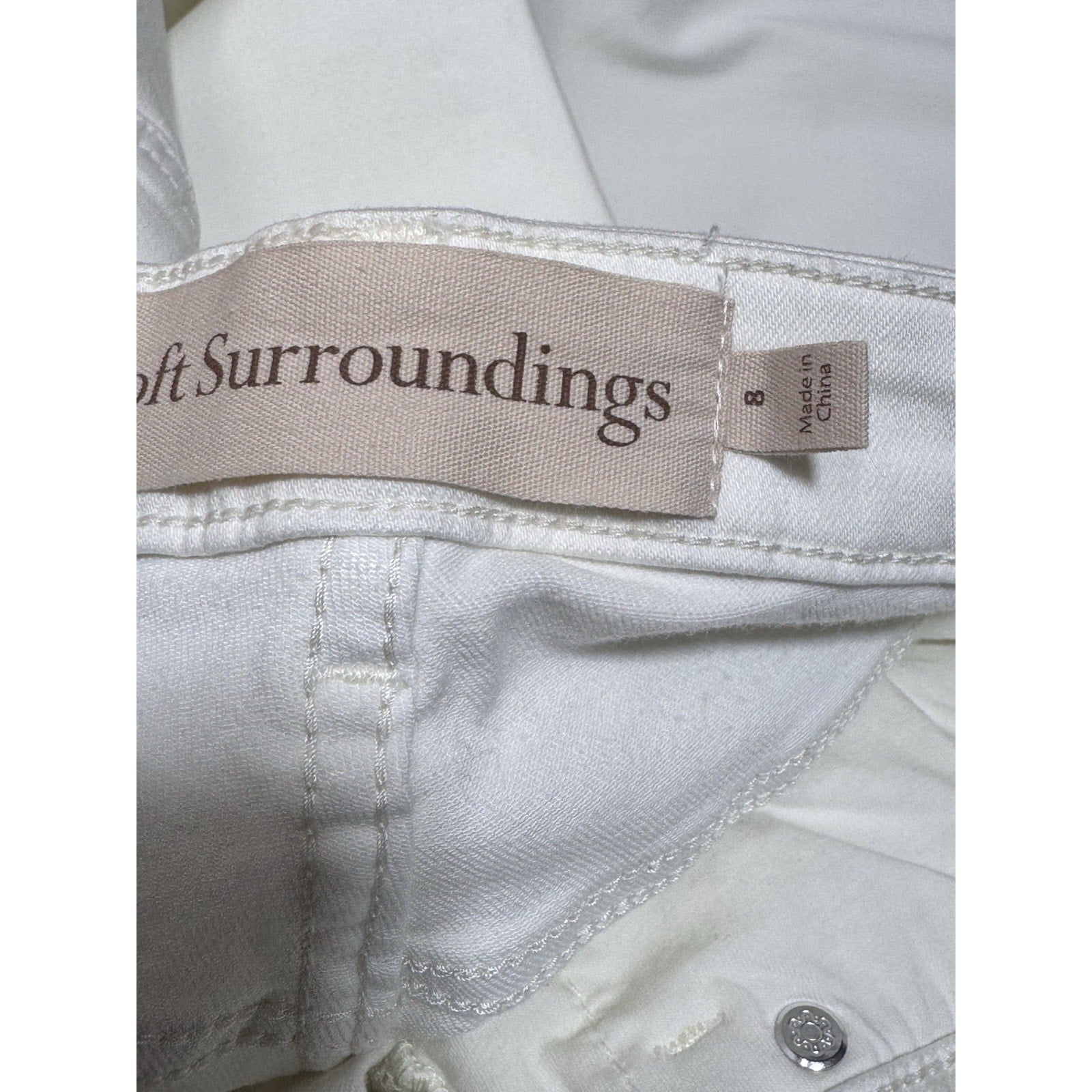 Soft Surroundings White Jean Straight Leg Classic High Rise Women’s Size 8
