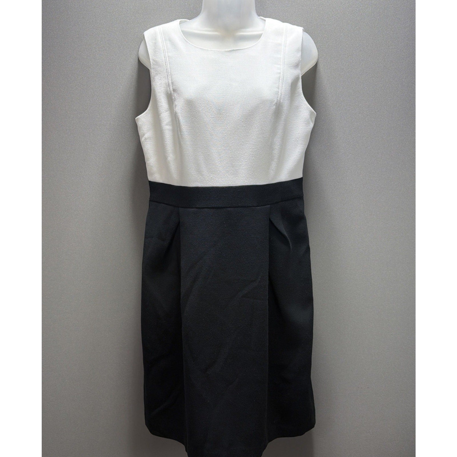 Ann Taylor Loft Black White Lined Color Block Combo Sheath Dress Size 10 Nice!