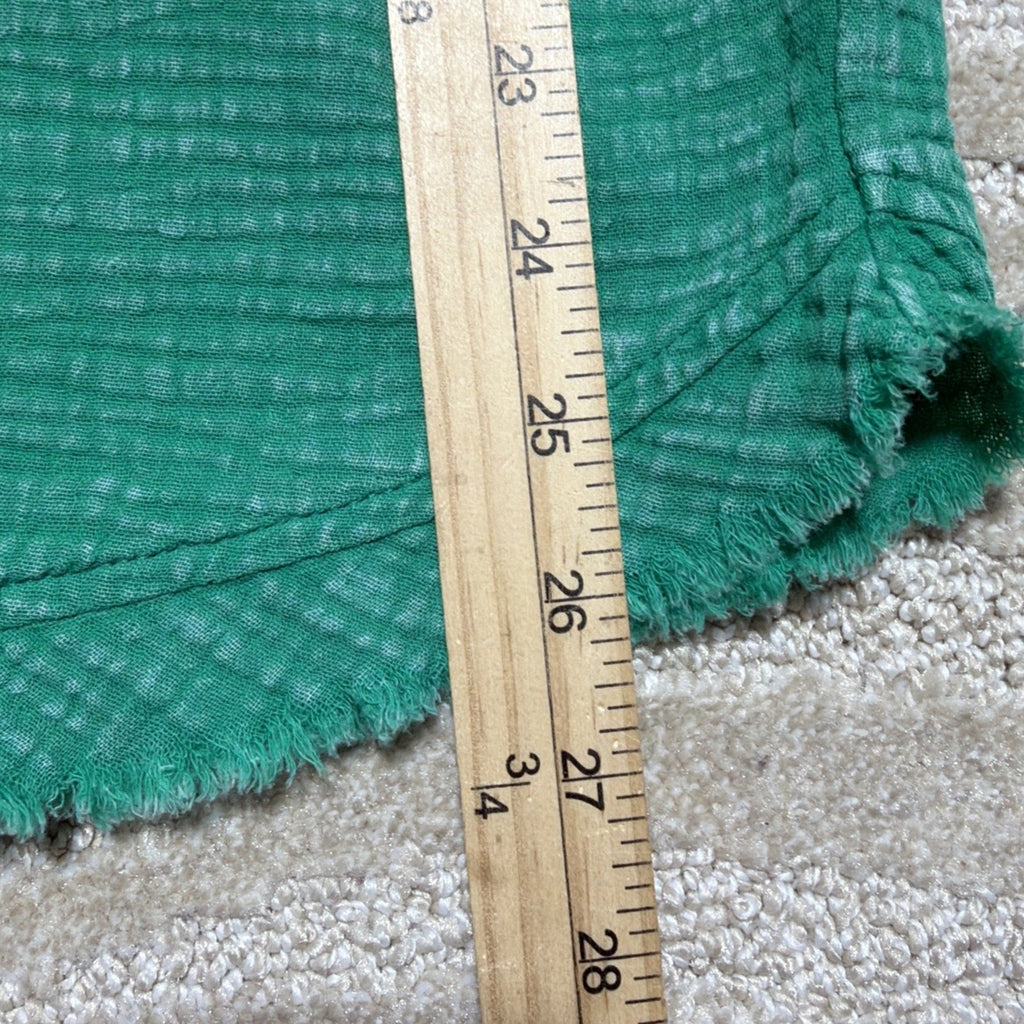 Zenana Washed Gauze Button Pullover Hoodie Green Sz Small