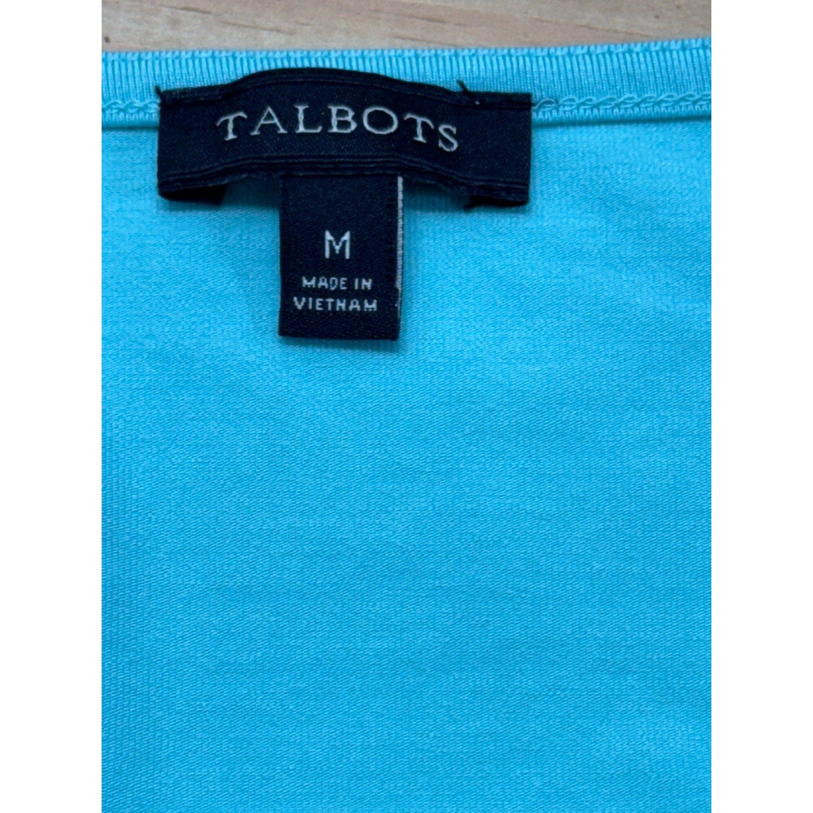 Talbots Top Women M Blue Scoop Neck Tee Rayon Stretch Casual