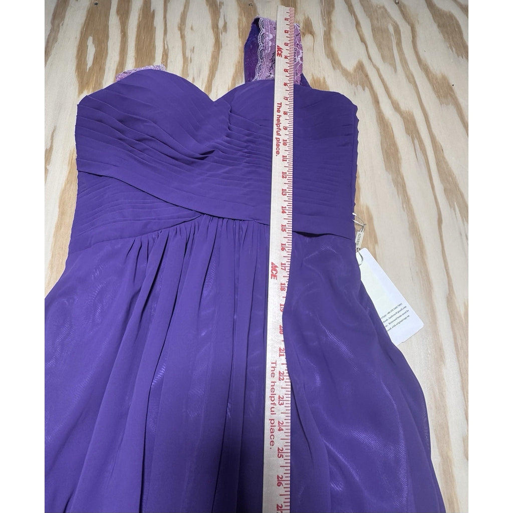 AZDRESS Purple Prom Dress Lace Back Chiffon Formal Evening Gown Maxi NWT Large