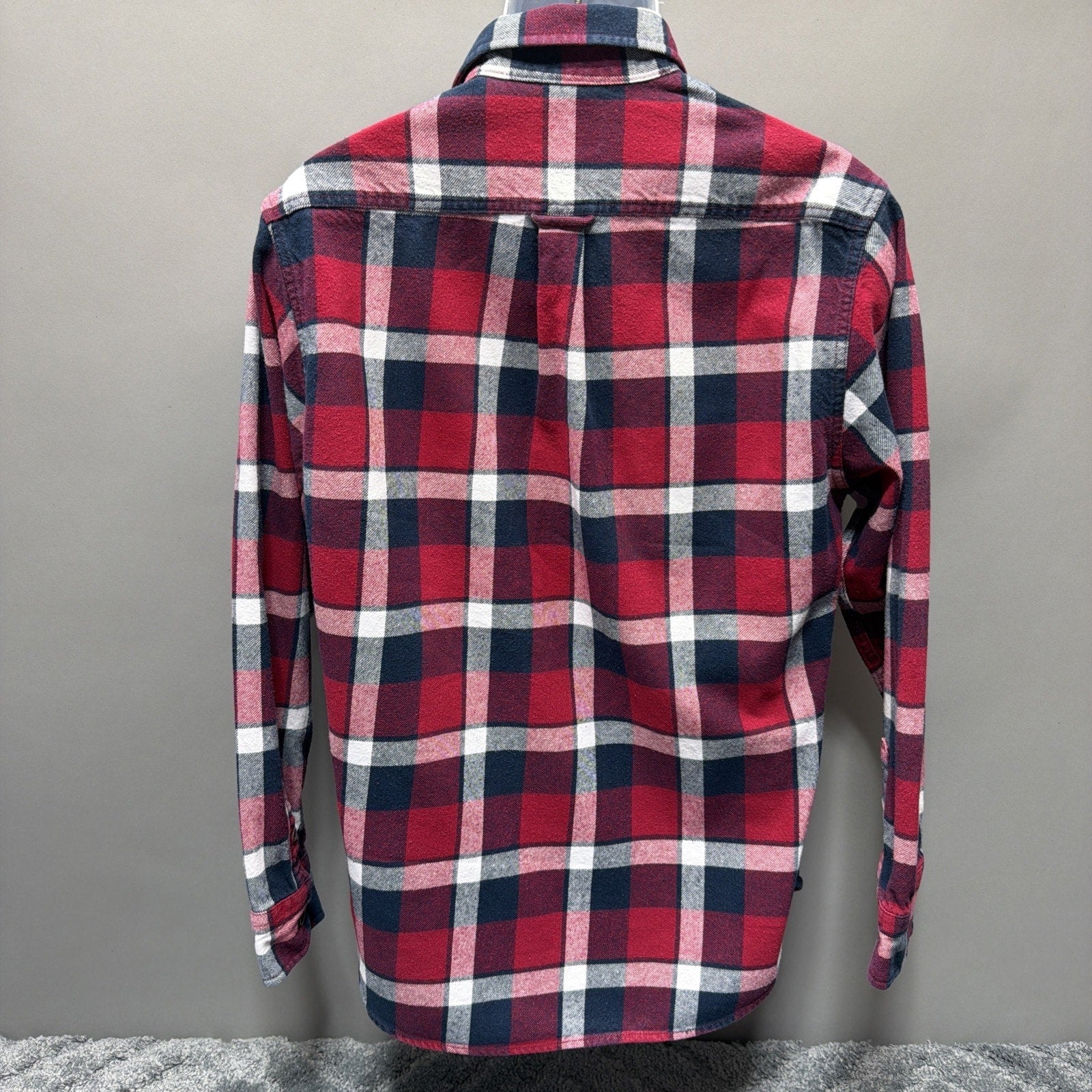 Jachs Shirt Mens Medium Flannel Red Black White Cotton Button Long Sleeve
