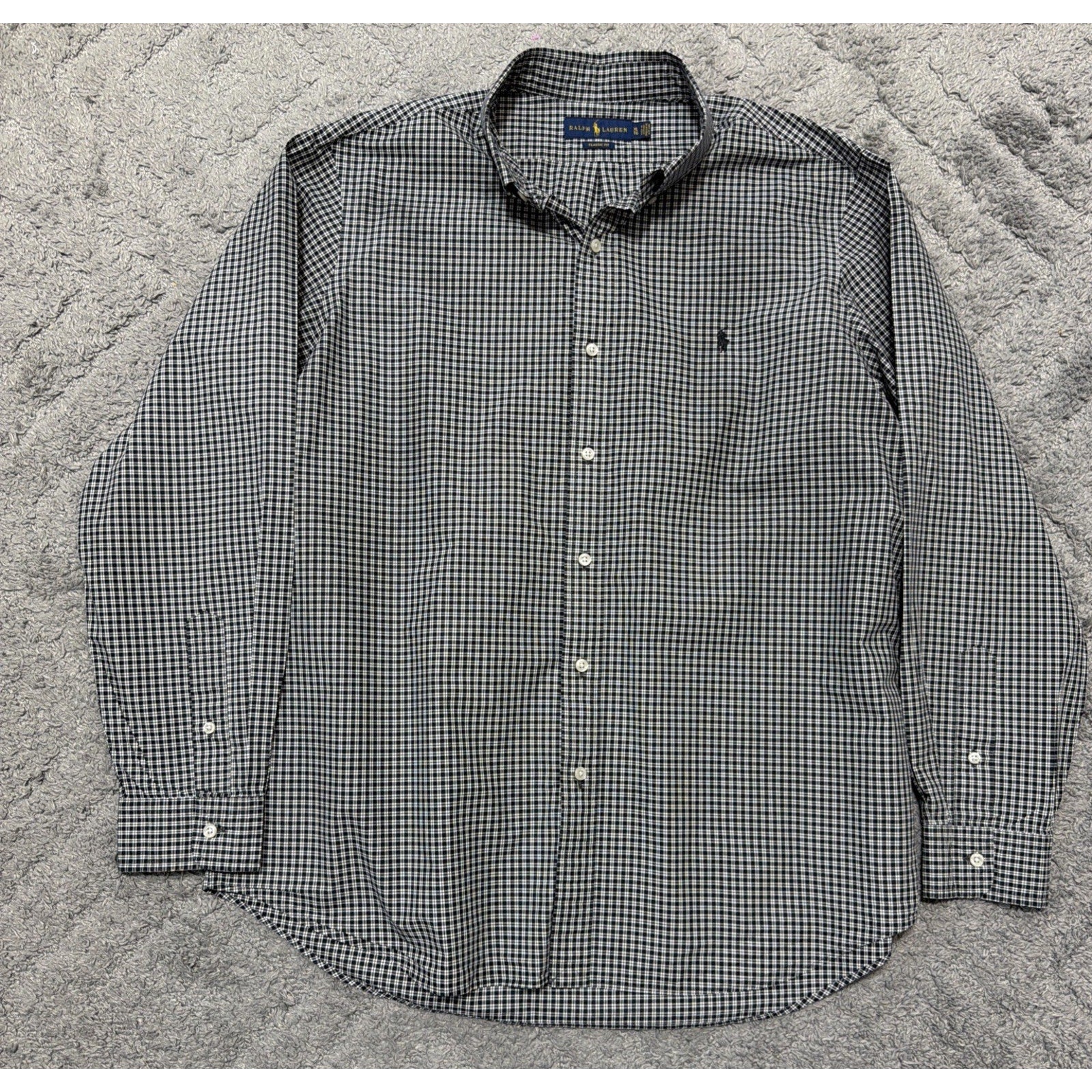 Ralph Lauren Classic Fit Oxford Gingham Check Shirt Casual Button-Up Size XL