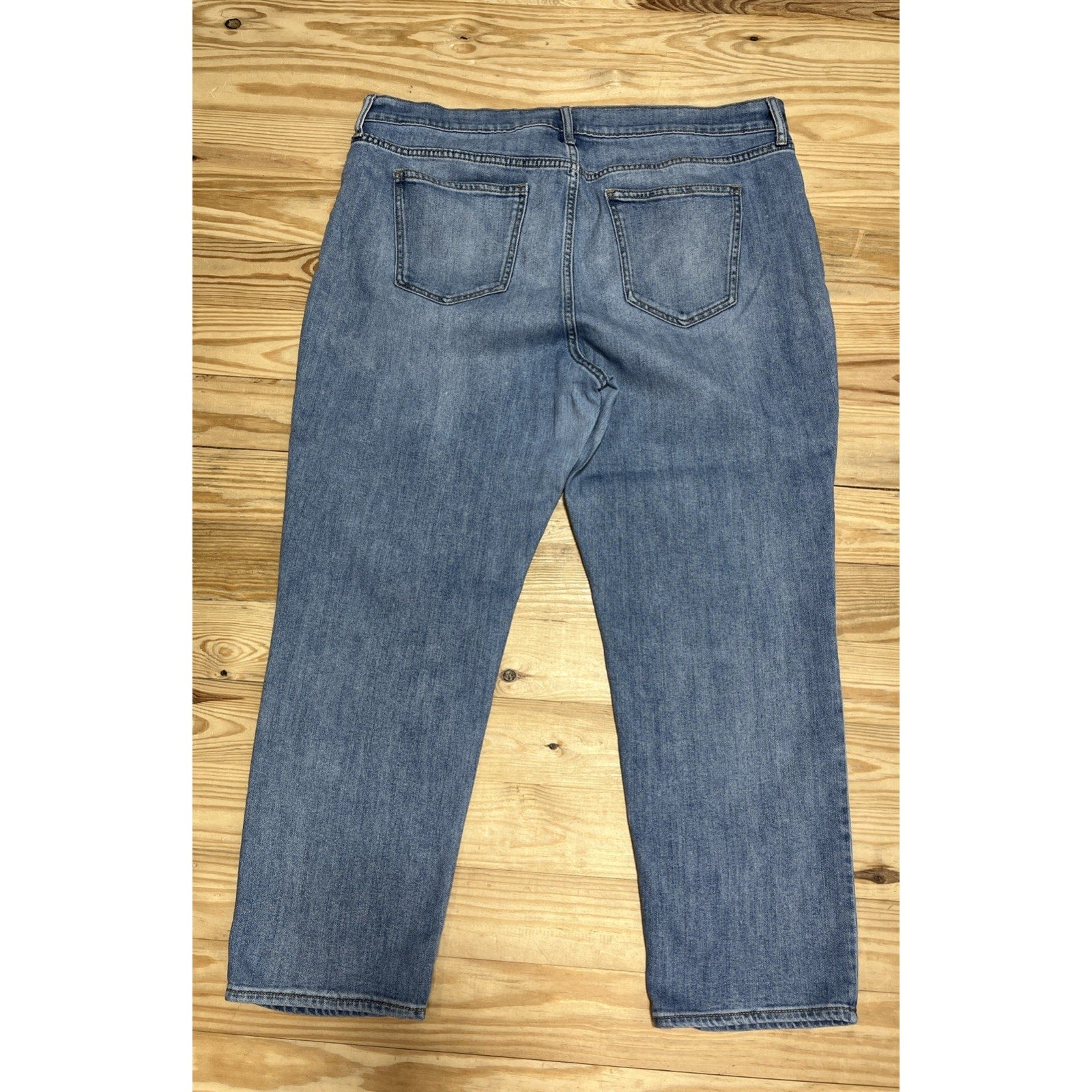 Old Navy Womens 16 Denim Jeans Blue Perfect Straight Slim Medium Wash High Rise