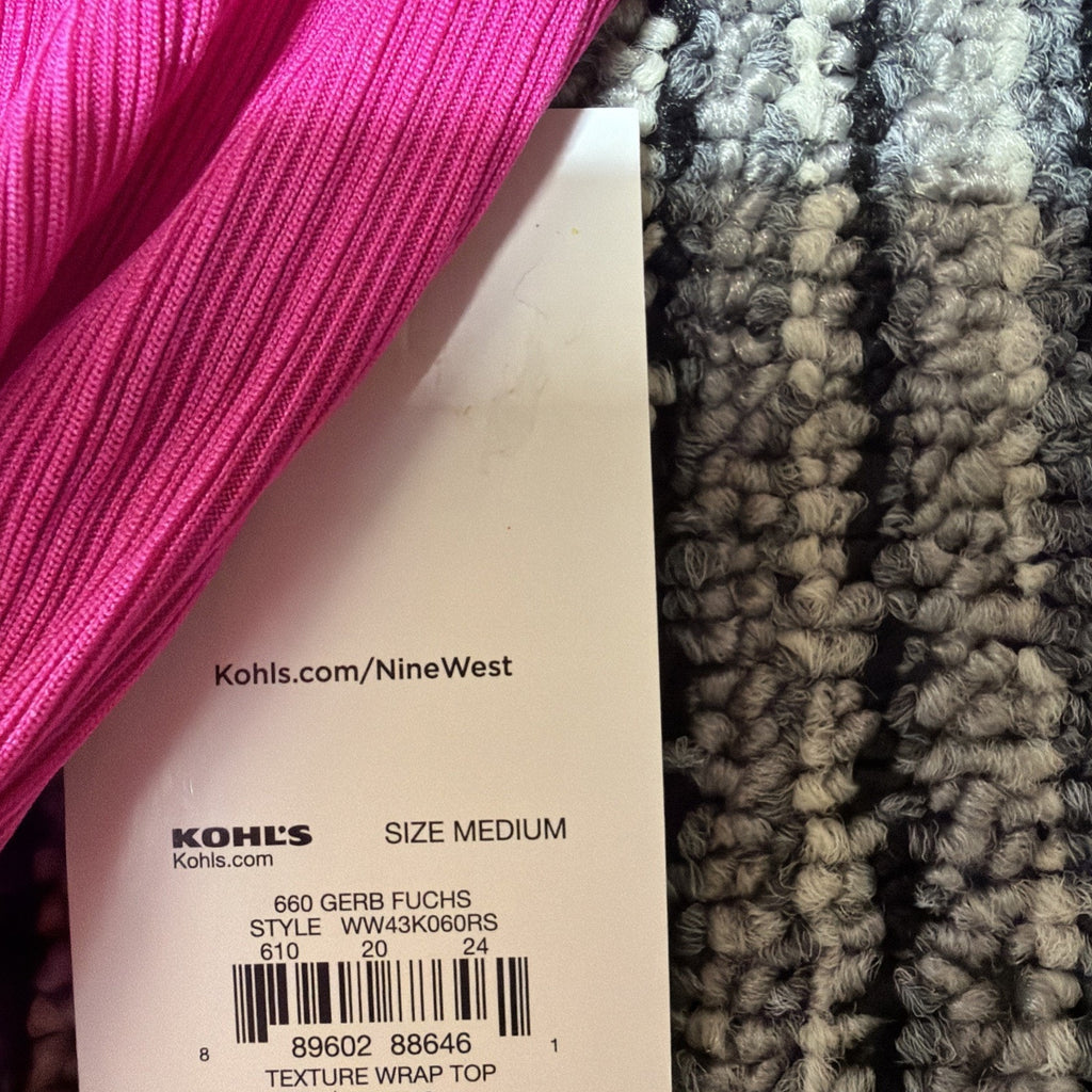 NWT ~ Nine West ~ Wrap Shirt w/Ruched Detail on side Fuchsia Size M Stretch