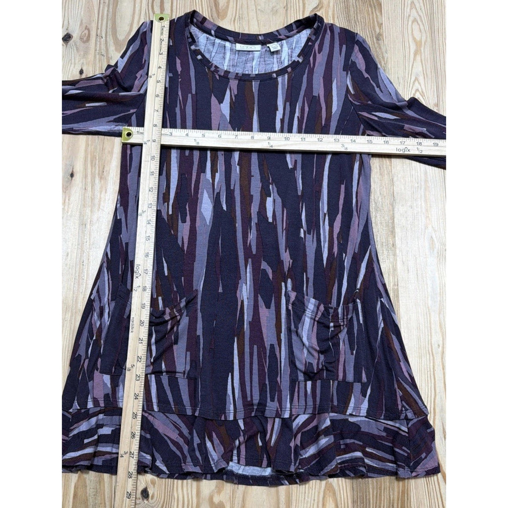 LOGO by Lori Goldstein Long sleeve Slouchy Abstract Rayon Blend Tunic Blouse XXS