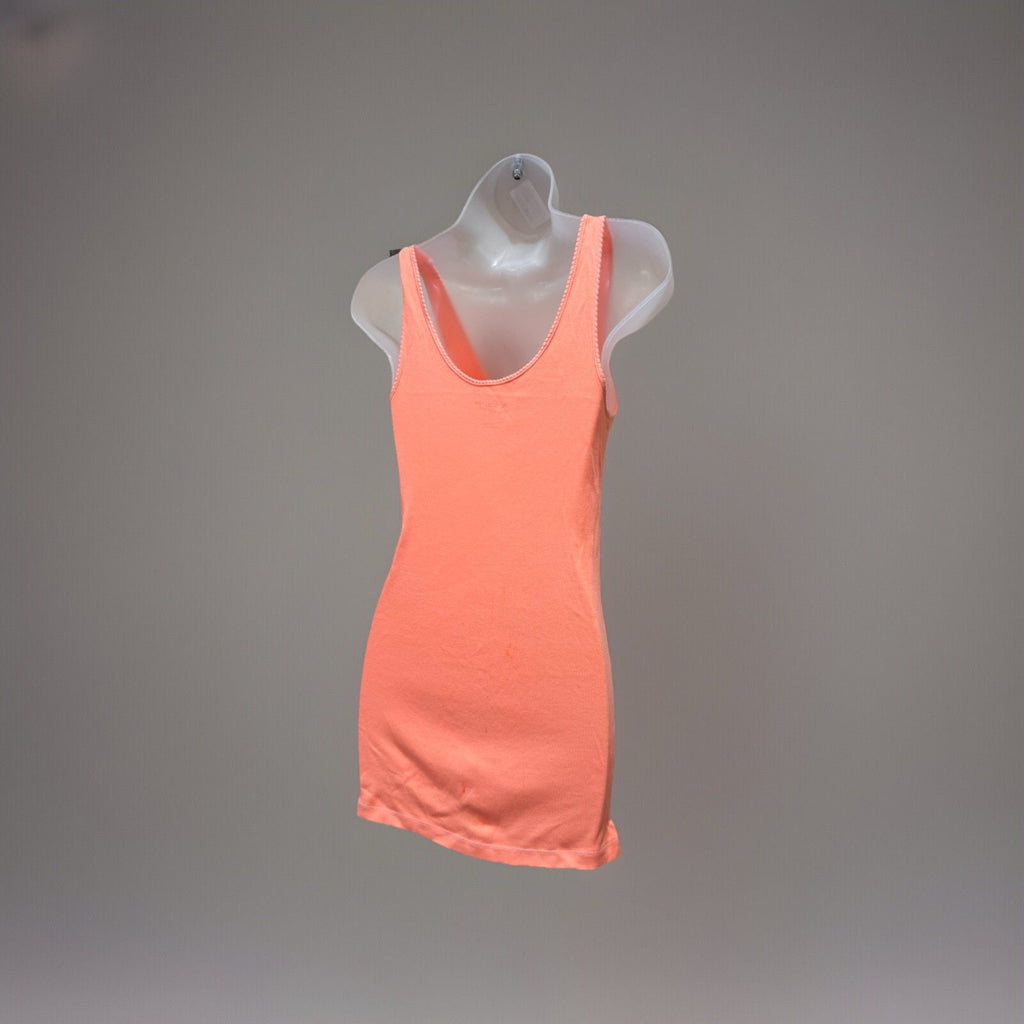 ARIZONA JEANS CO. Ribbed Tank Top Spaghetti Strap Neon Coral Large NWT