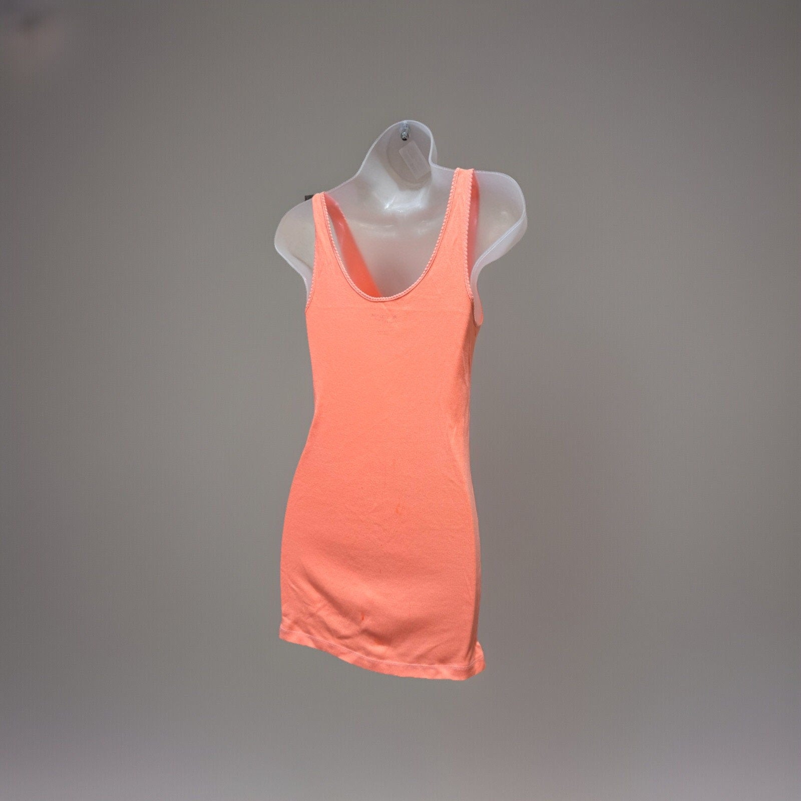 ARIZONA JEANS CO. Ribbed Tank Top Spaghetti Strap Neon Coral Large NWT