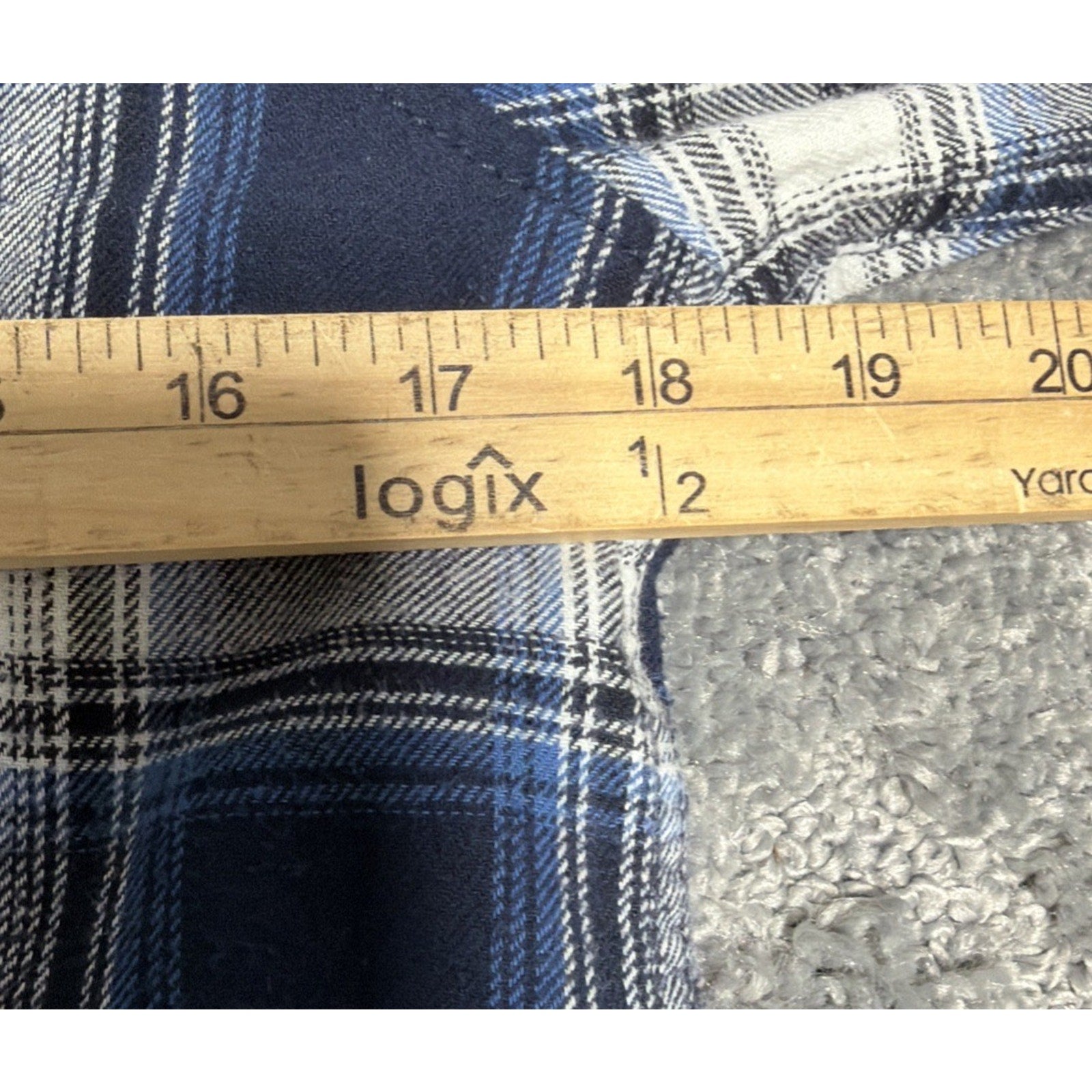 Men's RERUN Blue Plaid Button Down Cowboy Long Sleeve Shirt Size Medium