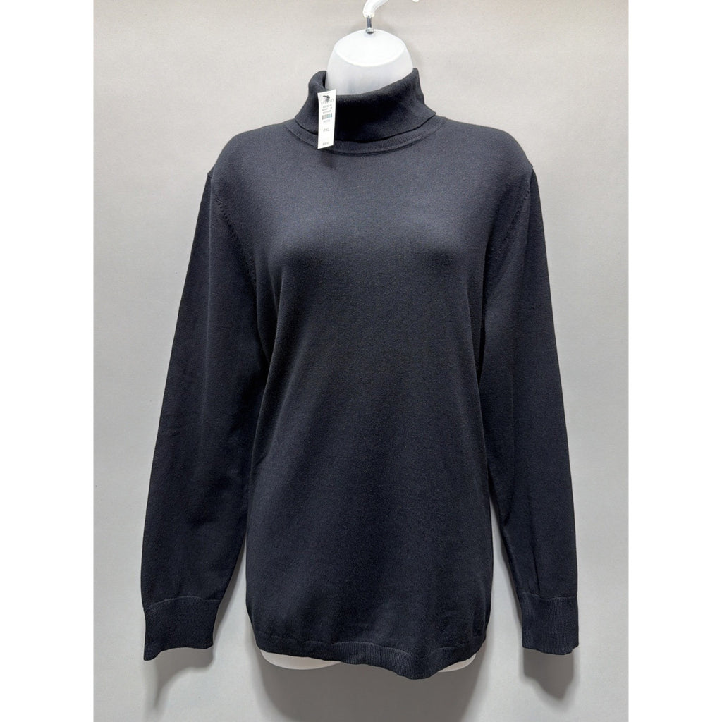 Talbots Black Cotton Modal Blend Turtleneck Sweater PXL Preppy Minimalist New