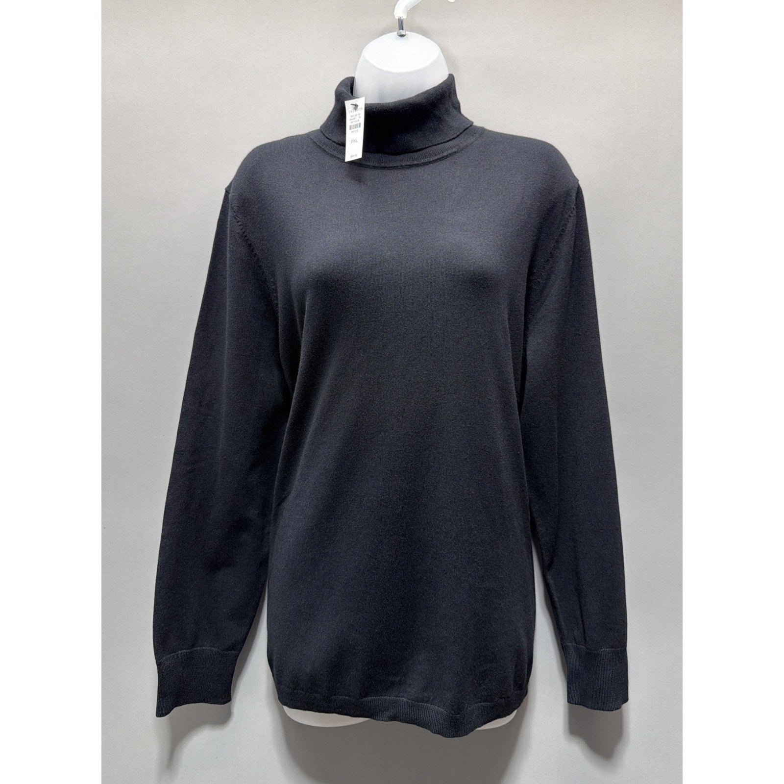 Talbots Black Cotton Modal Blend Turtleneck Sweater PXL Preppy Minimalist New
