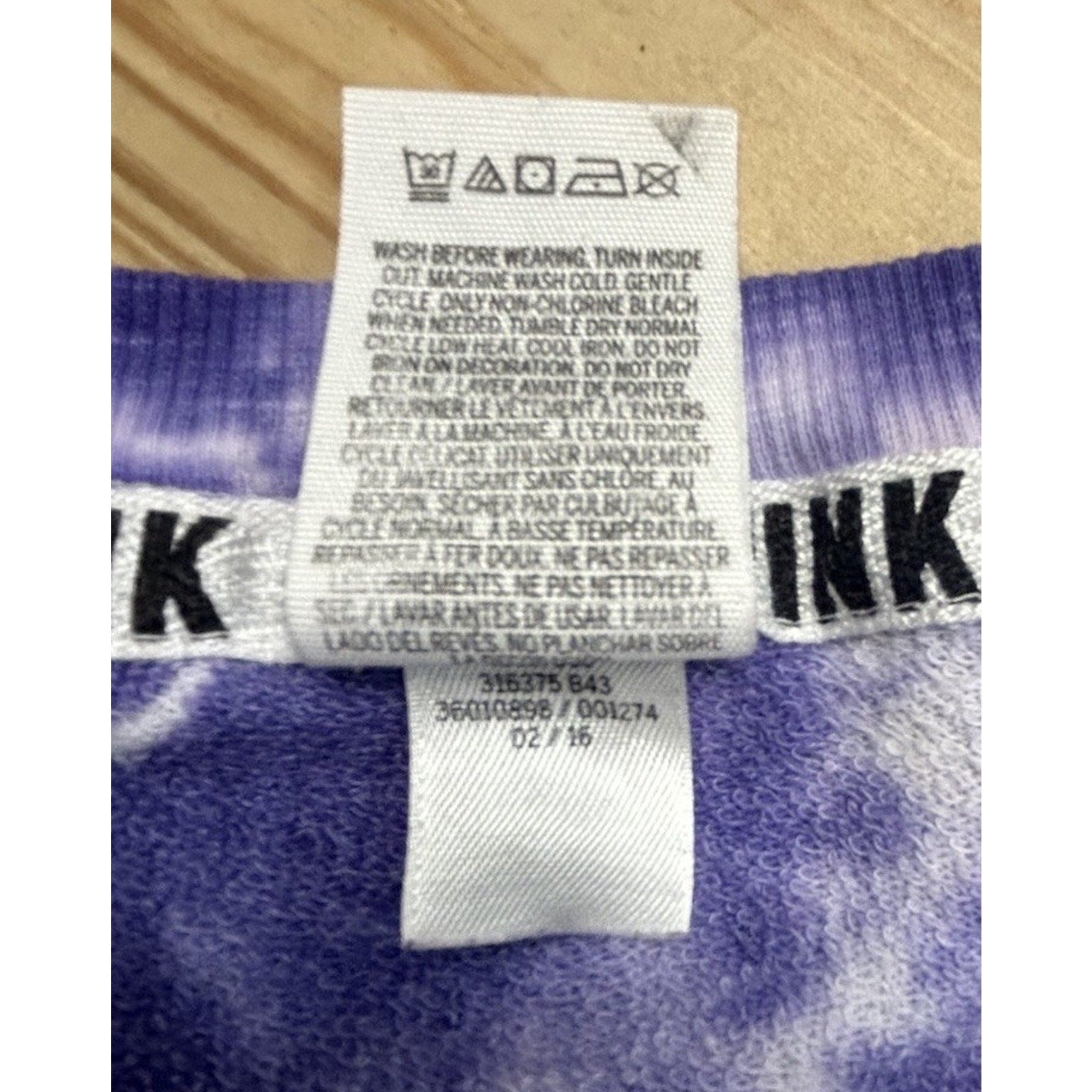 Victoria's Secret Pink French Terry Tie Dye Varsity Crew Purple XS