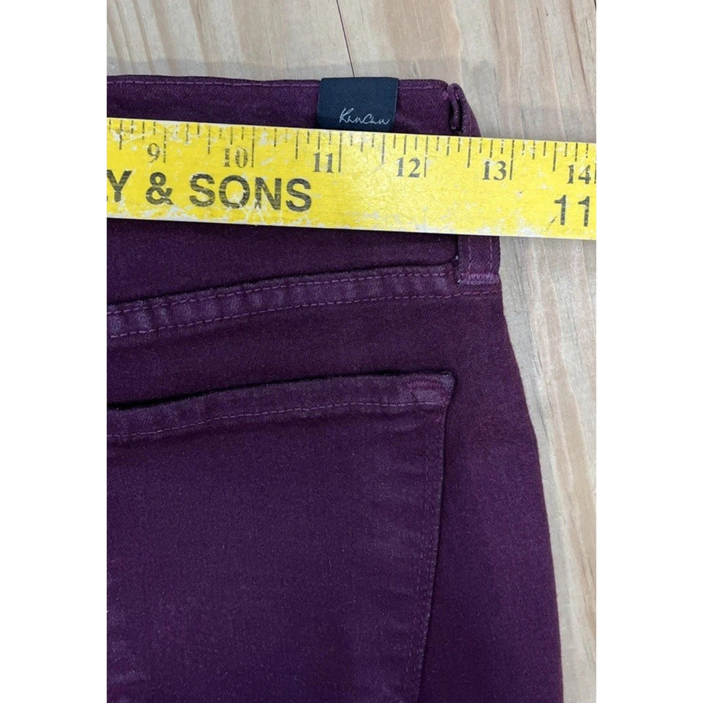 KanCan Women's 25 Skinny Jeans Burgundy Ripped Knees Stretch Denim Jegging