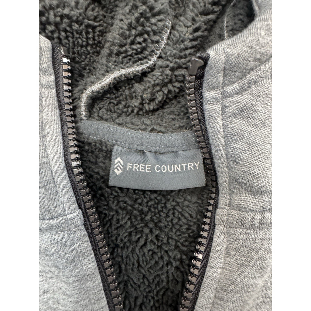 Free Country The Everybody Hoodie Size XXL Gray w/Black Faux Sherpa Lining
