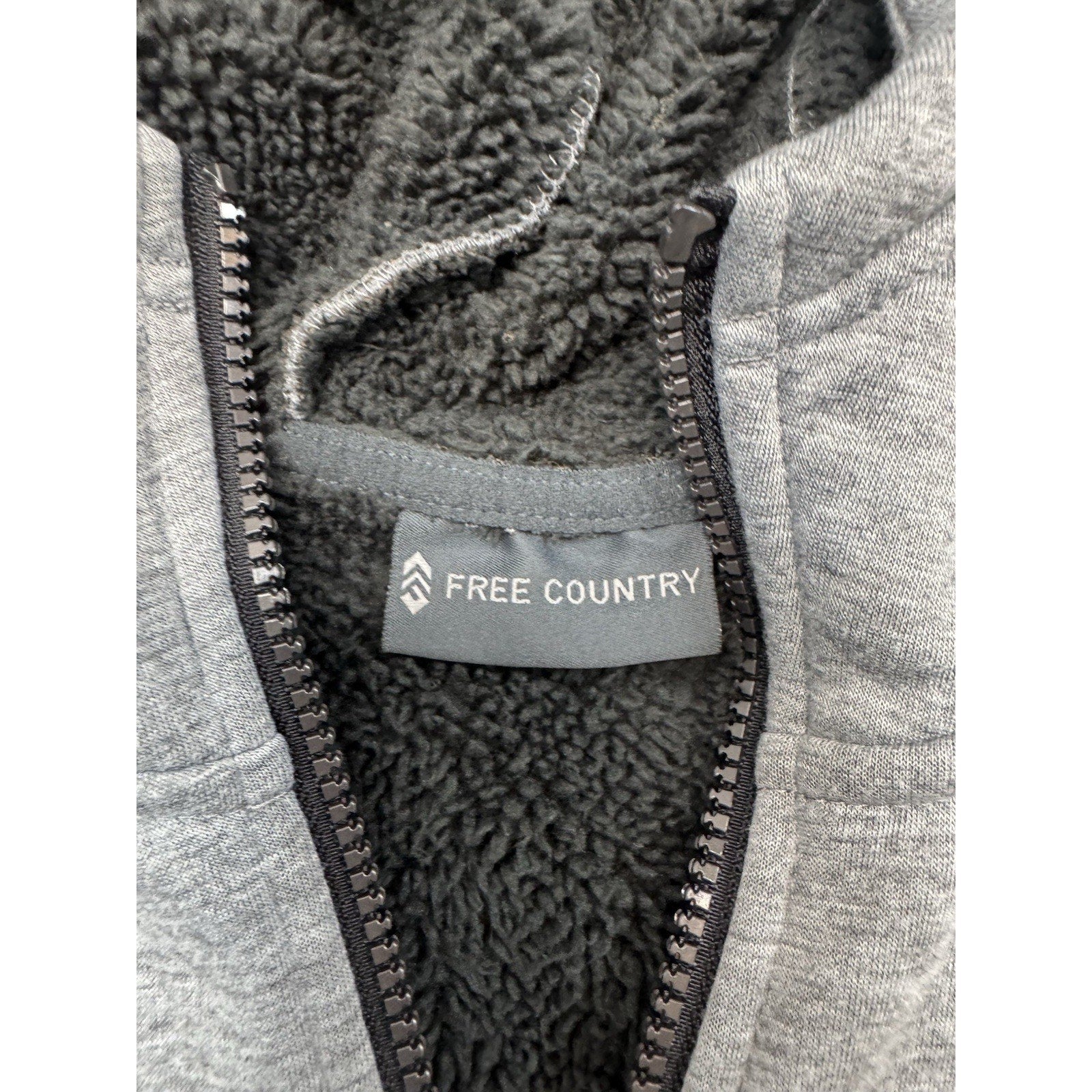 Free Country The Everybody Hoodie Size XXL Gray w/Black Faux Sherpa Lining