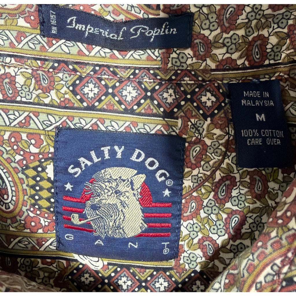 Vintage Salty Dog Men’s Medium Poplin Paisley Fishing Button Up Long Sleeve