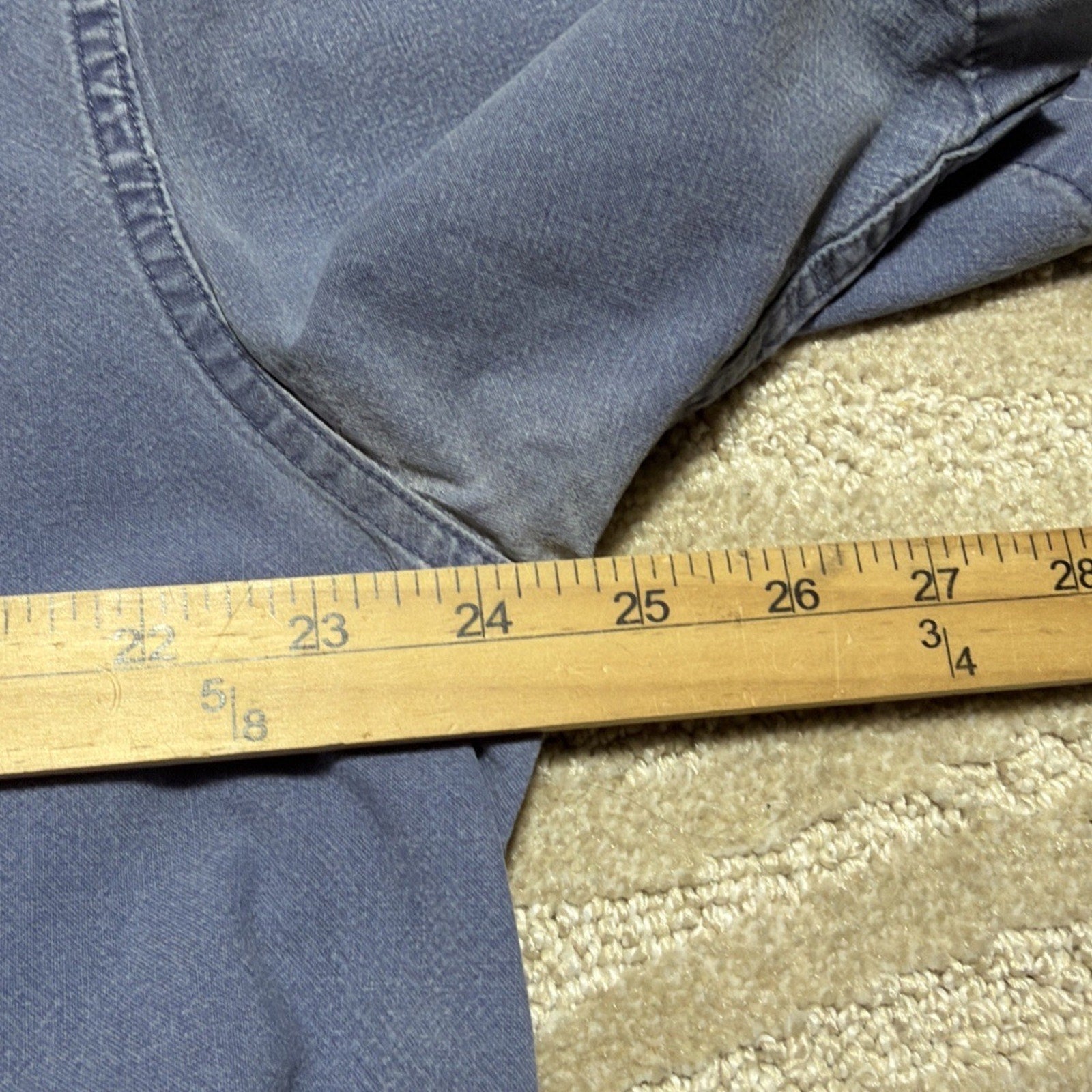 Vtg 90s LL Bean Men L Shirt Blue Sunwashed Fade Canvas Button Up Made Canada
