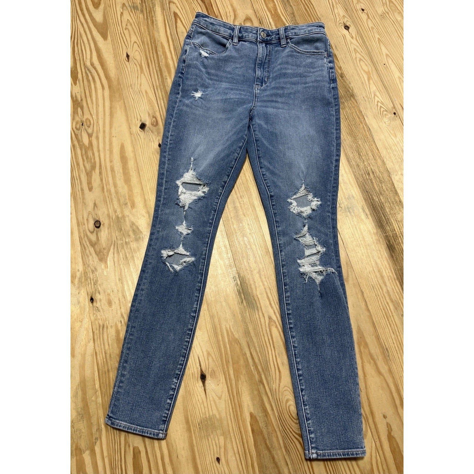 American Eagle Dream Jean Super High Rise Jegging Stretch Blue Jeans 8 27x28.5