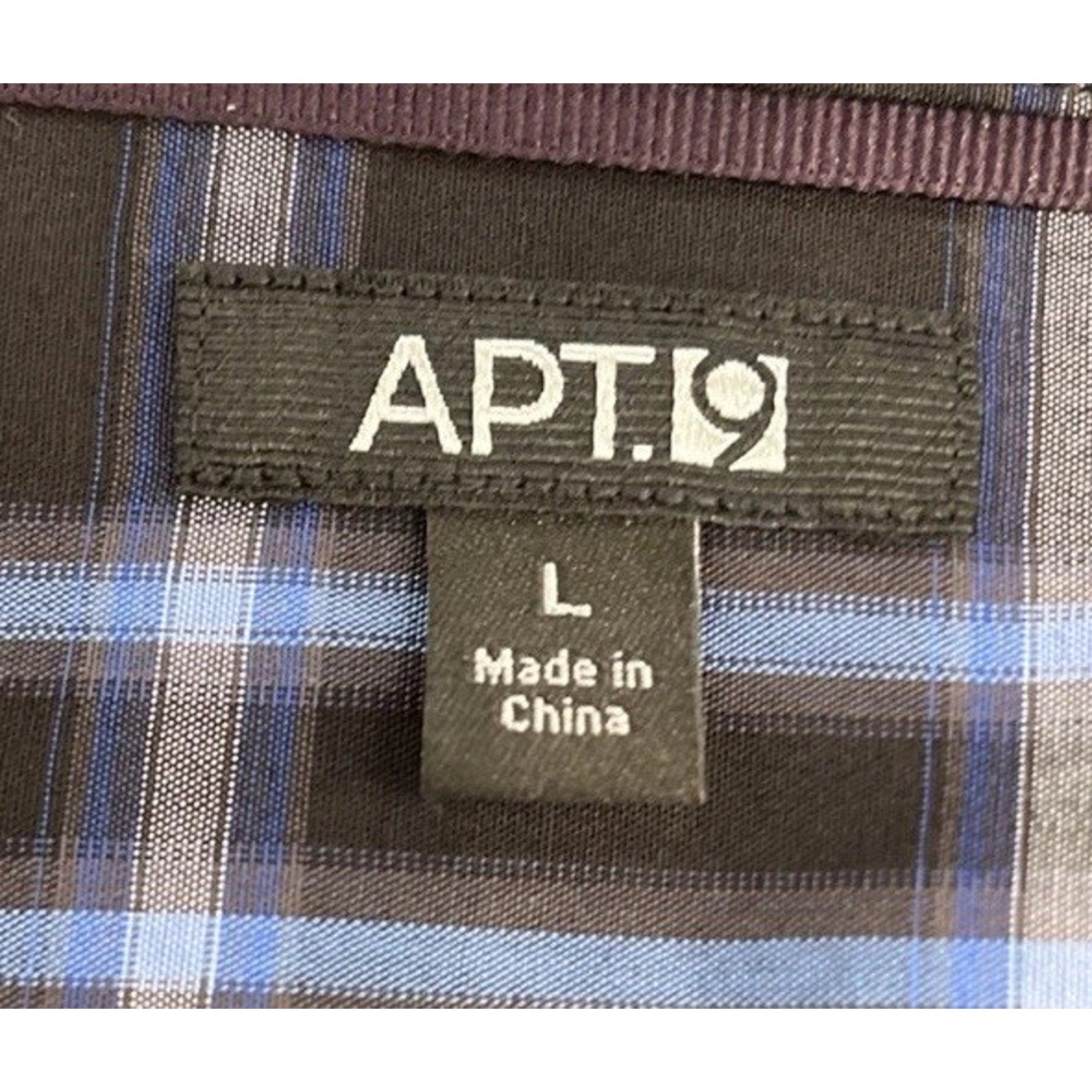 NWT Apt.9 Luxury Button Up Shirt Men's LBlack with Blue Gray Geometric Pattern