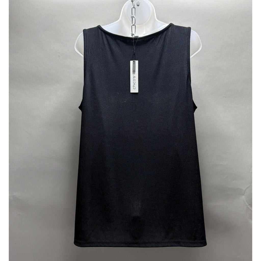 Chico's Travelers Tank NWT Size 3 (XL) Classic Side Slit Black Bateau Neck