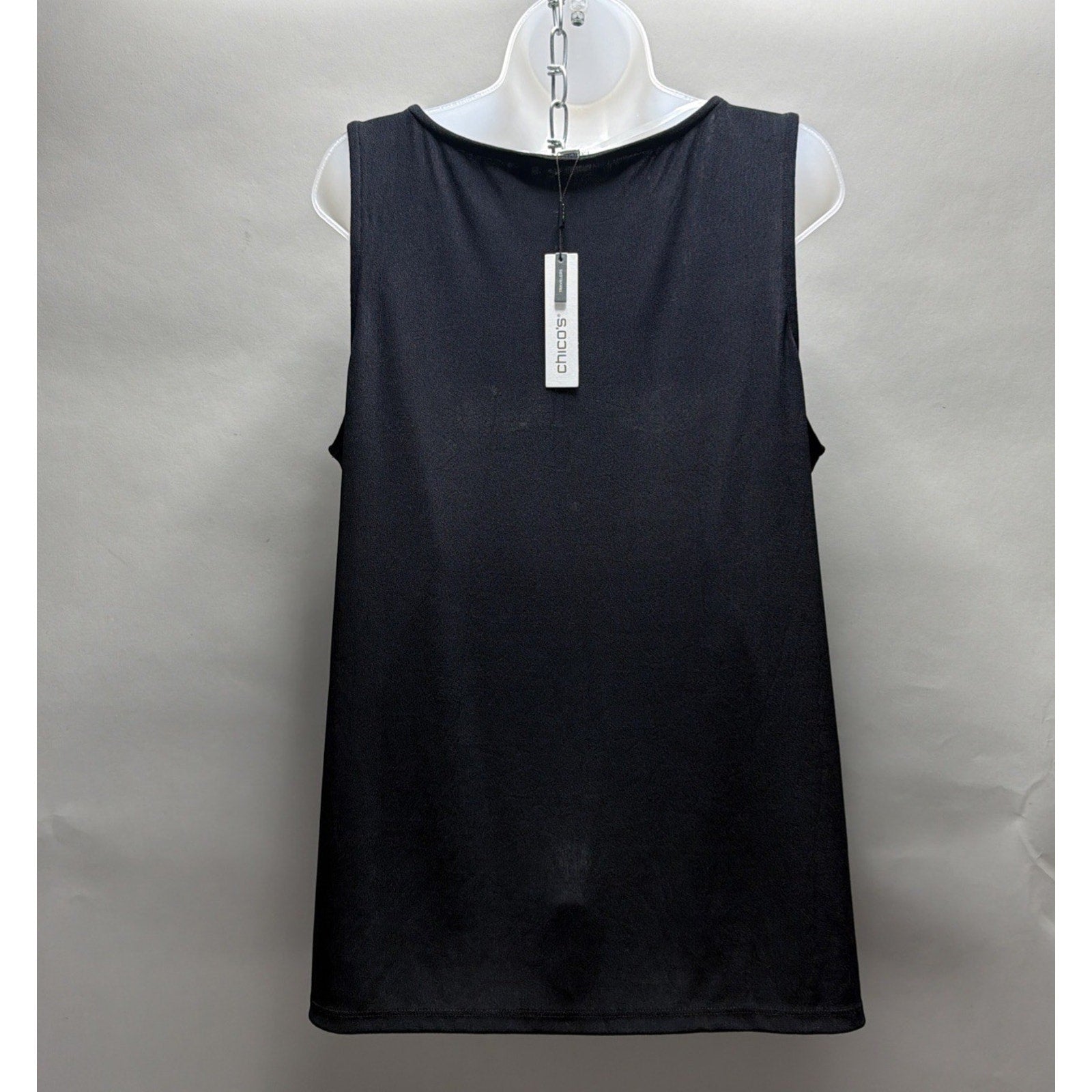 Chico's Travelers Tank NWT Size 3 (XL) Classic Side Slit Black Bateau Neck