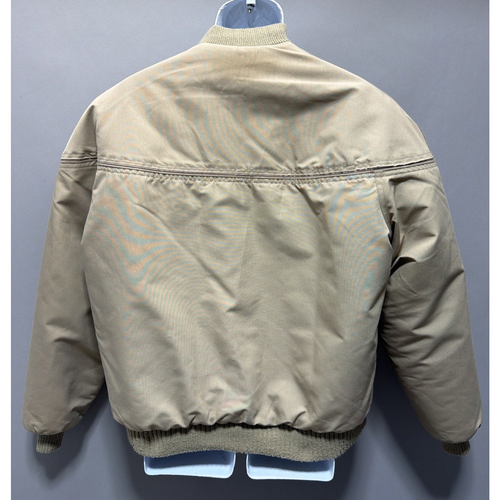 Vintage Ozark Trail Bomber Insulated Jacket Sz XL Beige Full Zip Quilted Lining