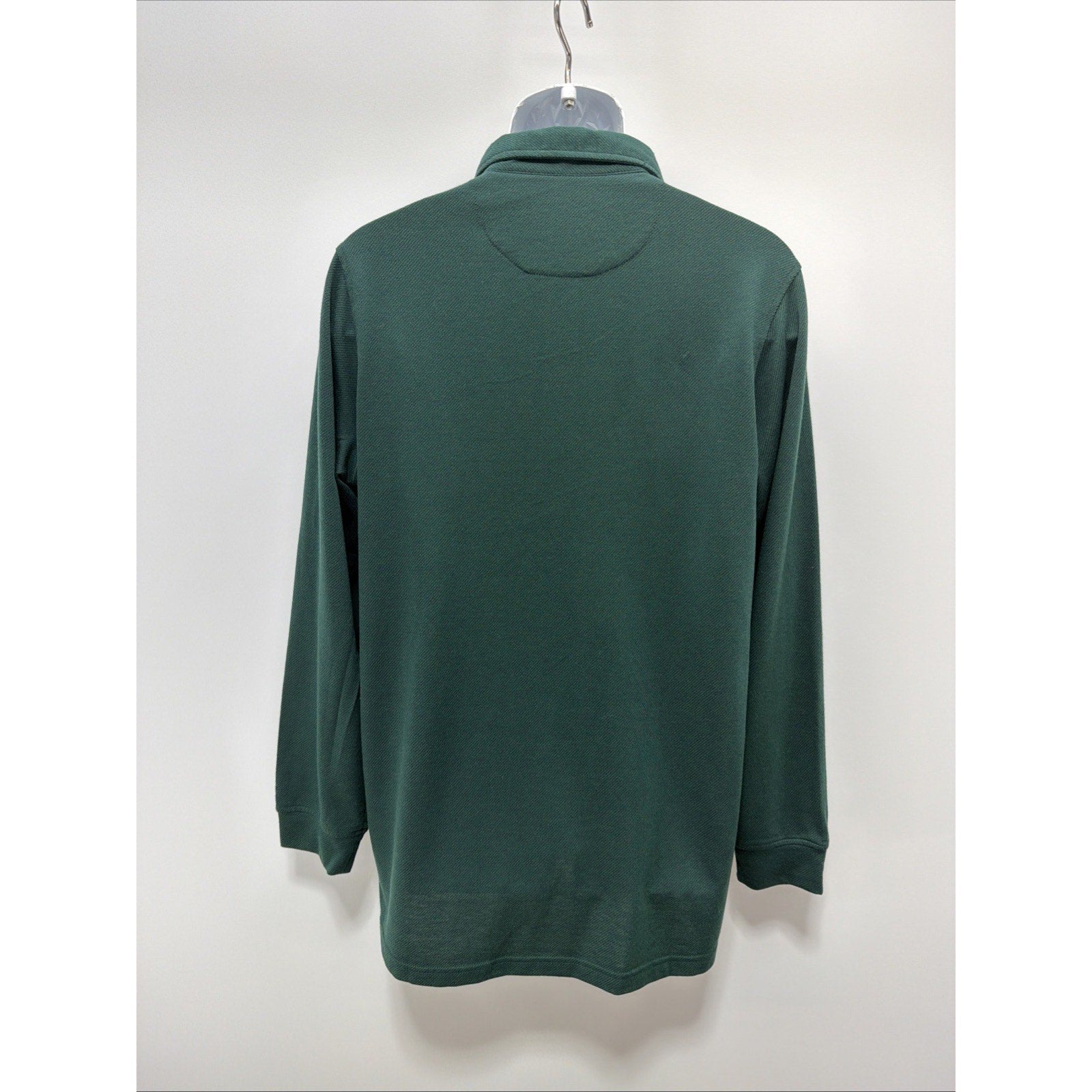 TailorByrd Men's Long Sleeve Twill Knit Polo shirt - Green XL