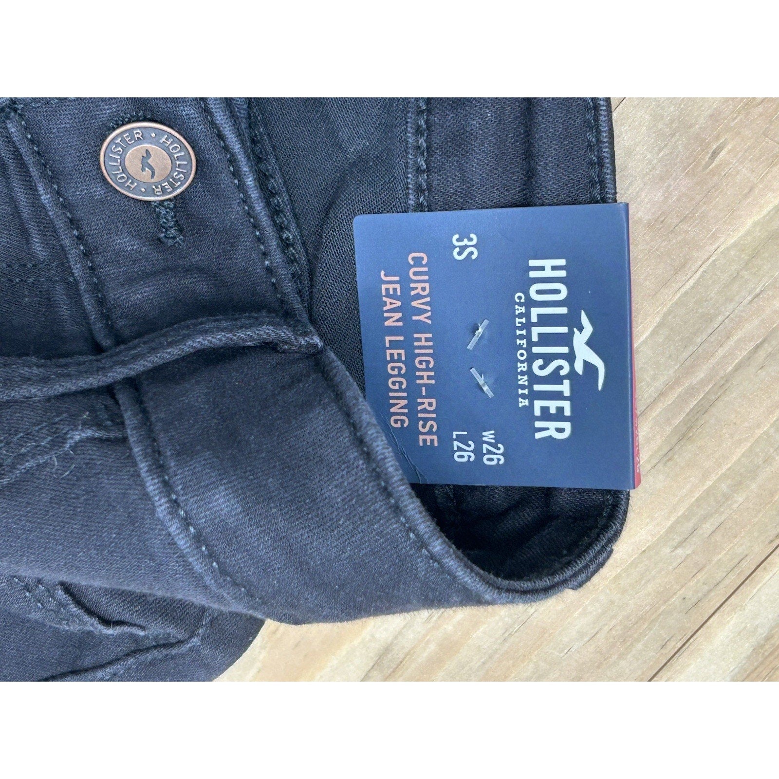 Hollister Jeans Womens 3S 26x26 Black Curvy High Rise Legging New With Tags.