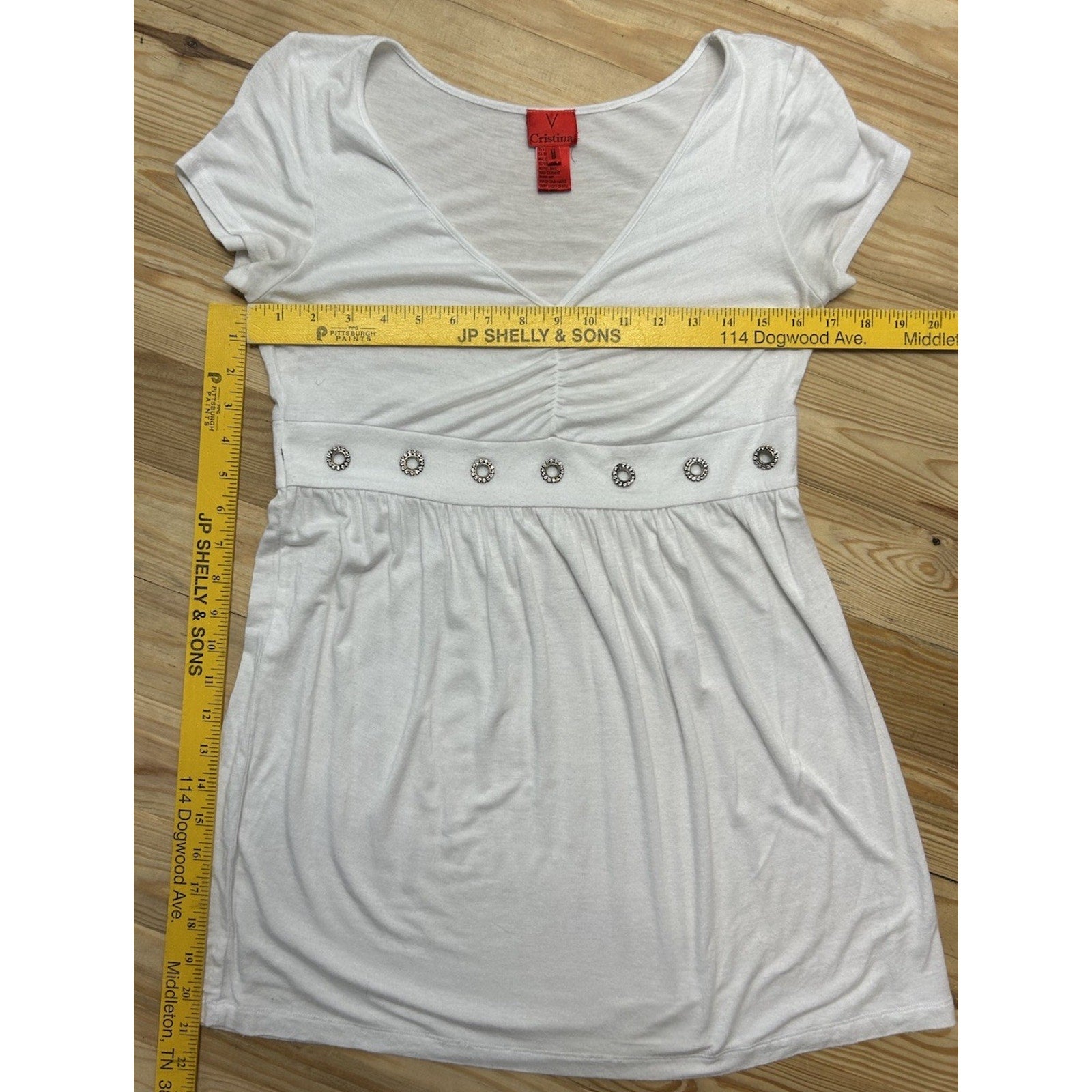 V Cristina Dress Woman's Medium White Stretch.