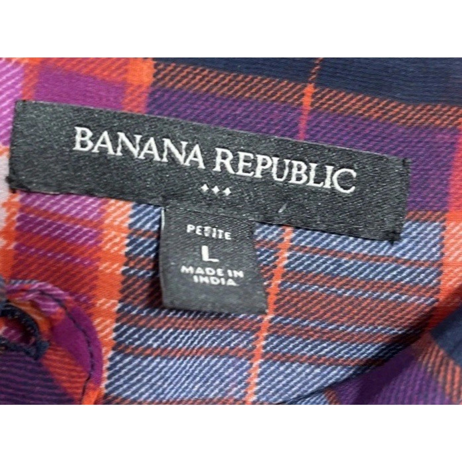 Banana Republic Factory Button-up Shirt Sheer Pink Blue Plaid Long Sleeve Lp