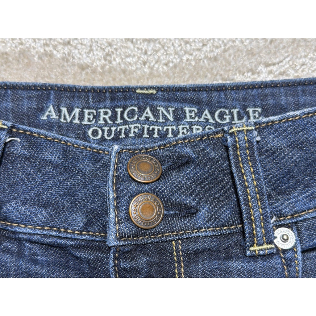 Womens AE American Eagle Artist Cropped Capri Stretch Dark Crop Denim Jeans 4 R