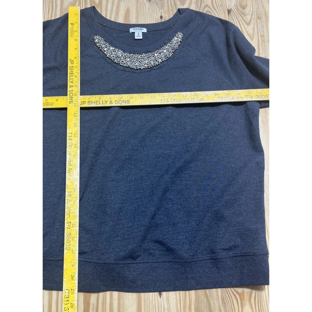 Old Navy Size XL Gray Beaded Long Sleeve Sweater Women’s