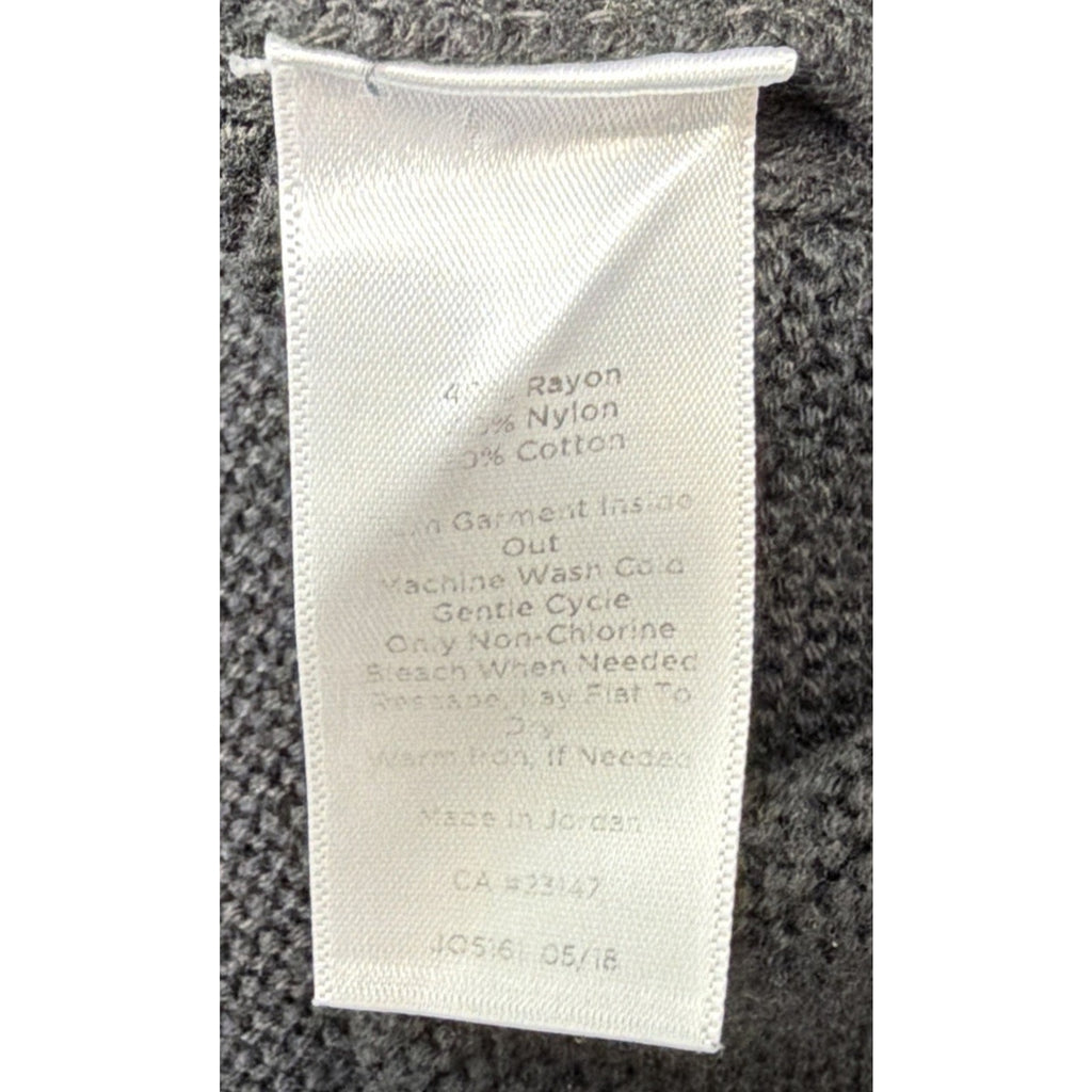 Talbots Waffle Knit Sweater Womens Medium Petite Black VNeck Minimalist