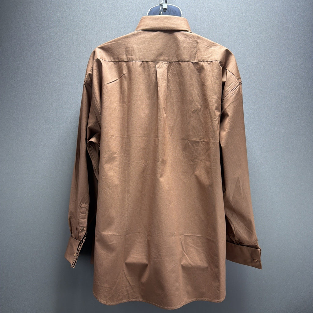 Steven Land Men’s 18.5 34/35 French Cuff Dress Shirt Brown Hidden Buttons NWT