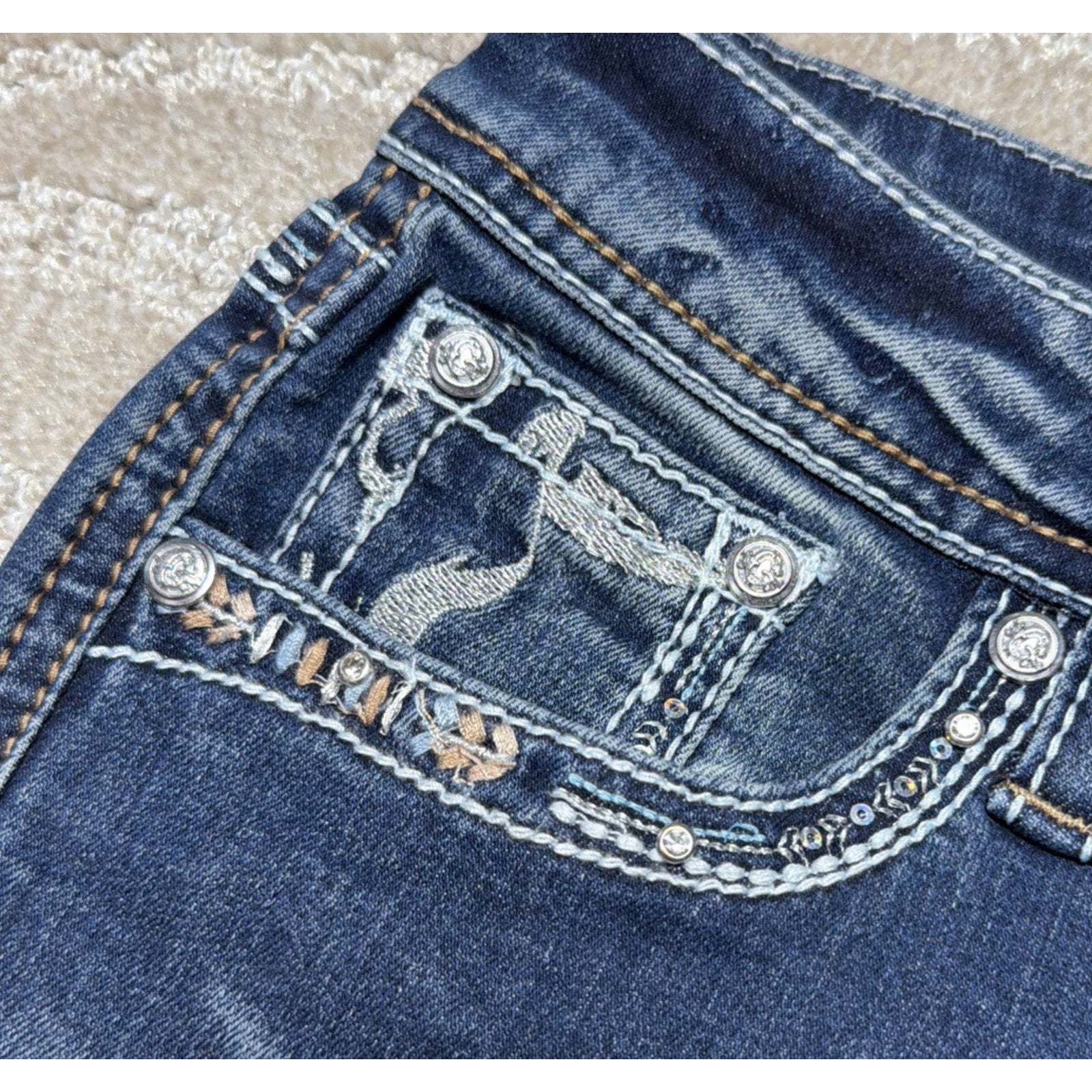 NWT Grace In LA Easy Fit Bootcut Jeans Women’s 27 Steer Skull Bling Western