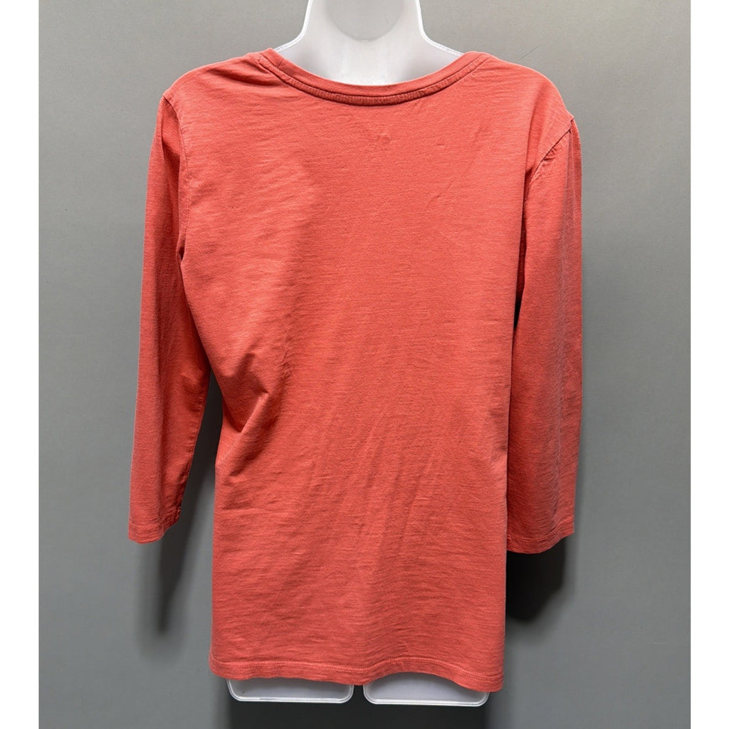 G.H. Bass & Co. Size M Women's Coral 3/4 Sleeve Floral Embellished T-Shirt