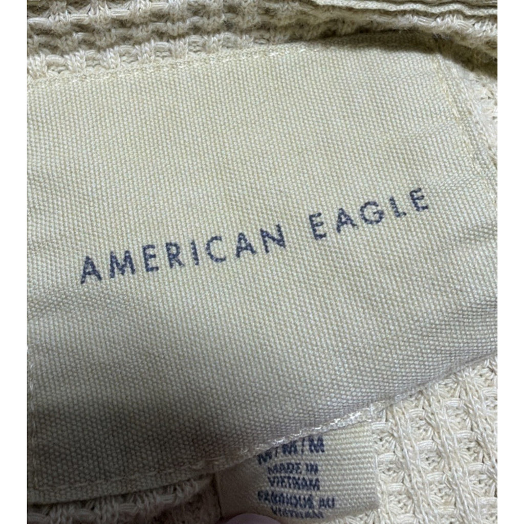 American Eagle Shacket Oversized Waffle Knit Thermal Hoodie Sweatshirt Women’s M