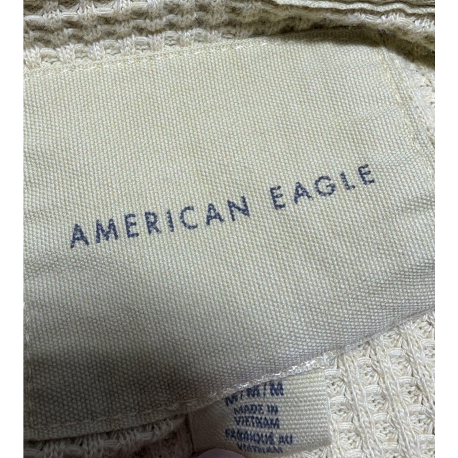American Eagle Shacket Oversized Waffle Knit Thermal Hoodie Sweatshirt Women’s M