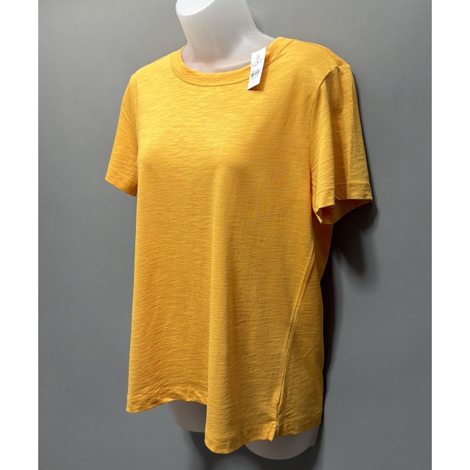 LOFT Gold Yellow T-Shirt L Basic Short Sleeve Pullover Slightly Sheer NWT
