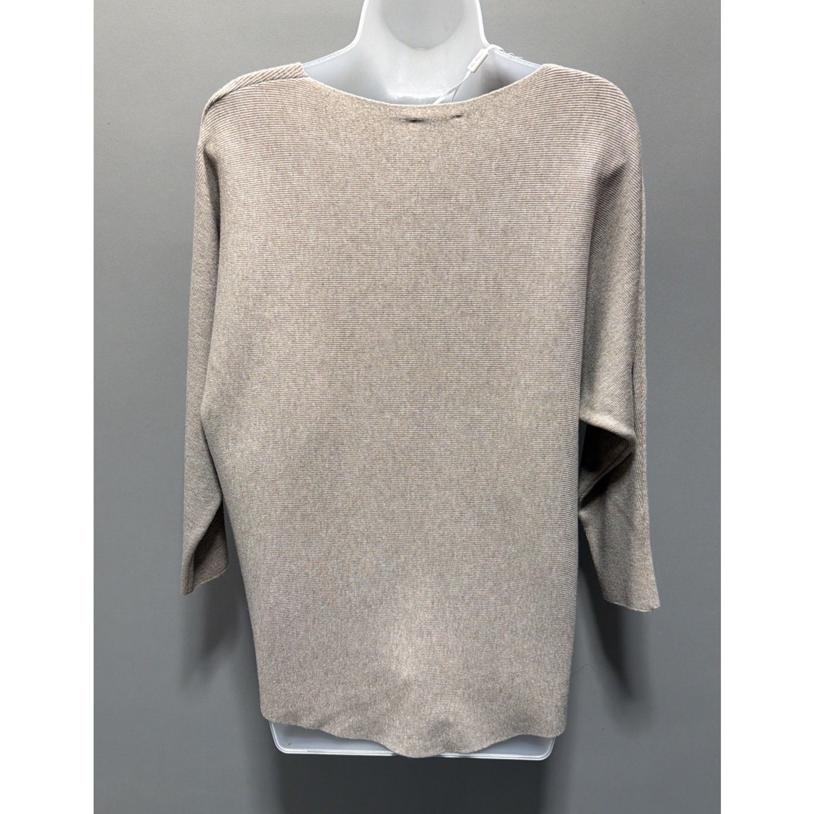 Vila Milano Womens Medium Nomad Tan Ribbed Knit Dolman Sleeve Sweater Top New